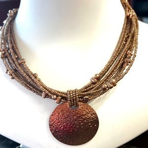 Joan Rivers vintage copper tone& bead necklace NWOT